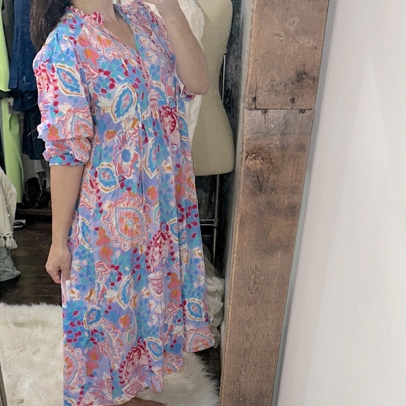 Umgee Vibrant Paisley floral maxi Dress size medium oversized and flowy - Picture 2 of 12